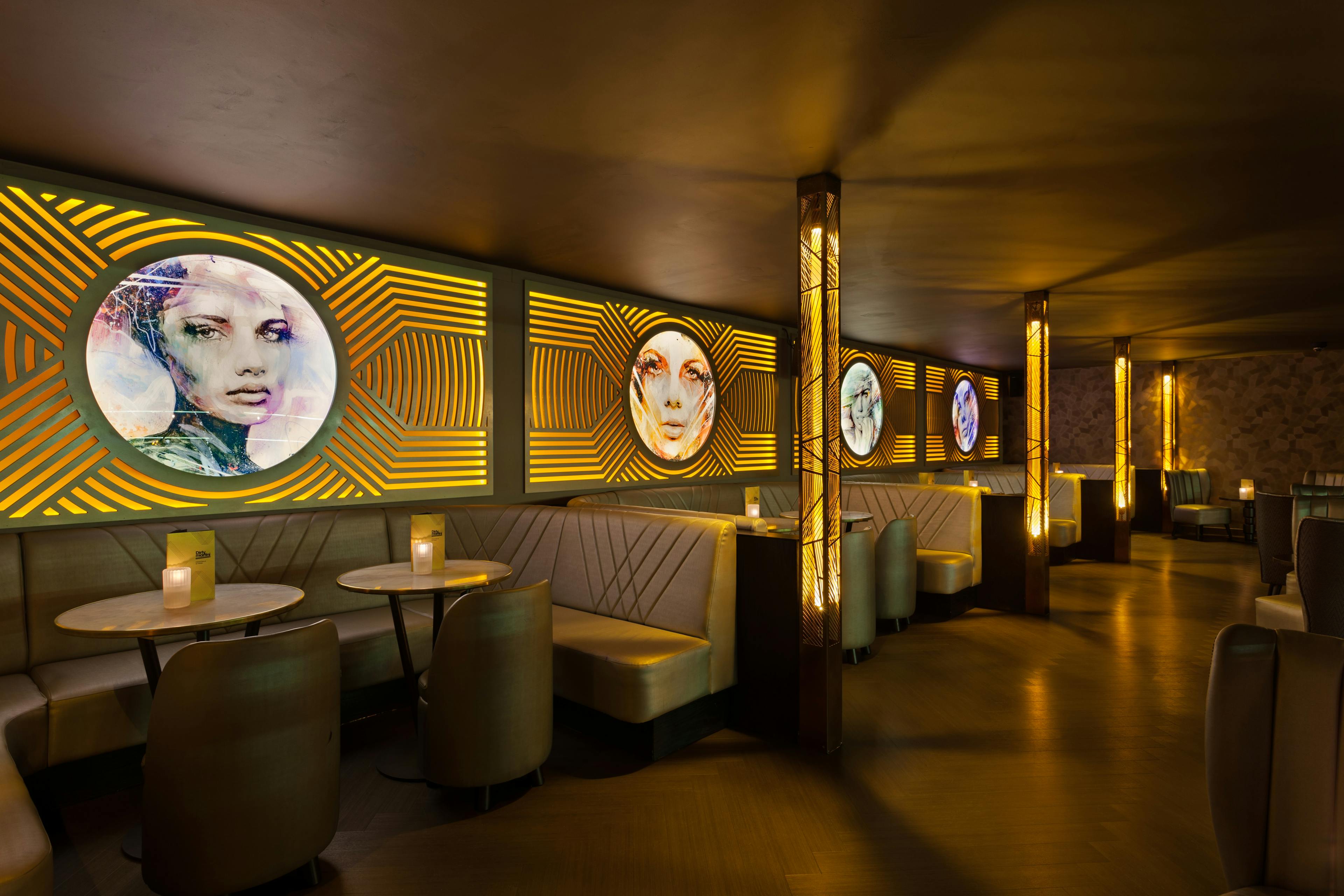 Photograph of booth seating area at Dirty Martini Cardiff