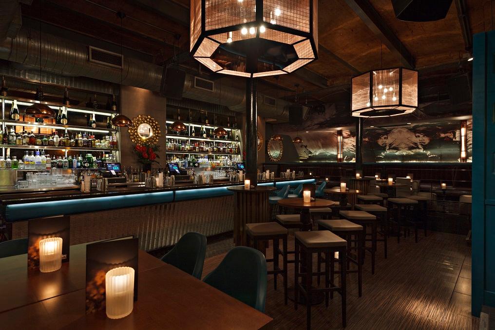 The main bar and seating area at Dirty Martini in Covent Garden